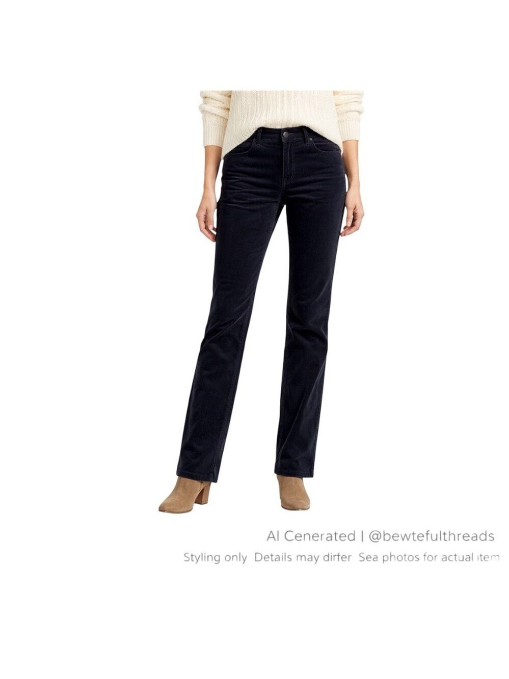Lands’ End US 12 Tall Navy Corduroy Pants 33.5” Inseam Stretch Straight
